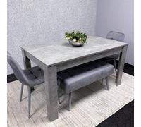 Kosy Koala Grey Wooden Dining Table Set With 2 Grey Chairs And 2 Benches - Dining Kitchen Room Furniture