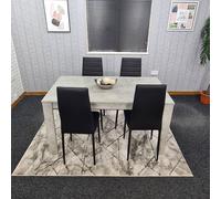 Kosy Koala Kitchen Dining Table Set For 4 Wooden Dining Table And 4 Leather Chairs Multi 140cm x 80cm