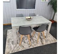 Kosy Koala Kitchen Dining Table With 4 Chairs, Wooden Table And Padded Chairs In Grey Grey 140cm x 80cm
