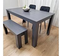 Kosy Koala Modern Arrow Design Dining Table Set With 2 Black Velvet Chairs And 1 Bench Dining Room Furniture