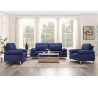 KOSY KOALA Modern Blue Sofa 3 2 1 Seater Set Fabric with Chrome Feet KOSY KOALA Blue