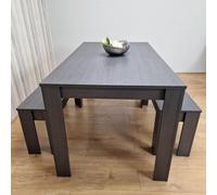 Kosy Koala Modern Charcoal Dining Table Set With 2 Charcoal Benches Stylish Dining Room Furniture