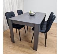 Kosy Koala Modern Charcoal Dining Table Set With 4 Black Velvet Chairs