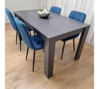 Kosy Koala Modern Charcoal Dining Table Set With 4 Blue Velvet Chairs Dining Room Furniture