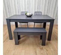 Kosy Koala Modern Dark Grey Dining Table Set With 2 Grey Velvet Chairs And 1 Bench