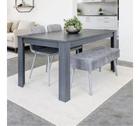 Kosy Koala Modern Dark Grey Dining Table Set With 2 Grey Velvet Chairs And 1 Grey Bench