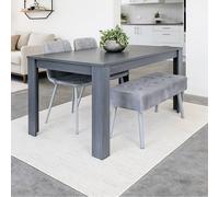 Kosy Koala Modern Dark Grey Dining Table Set With 2 Grey Velvet Chairs And 1 Grey Bench In Brown Brown