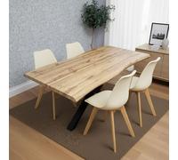 Kosy Koala Modern Dining Set With 4 Cream Plastic Chairs With Faux Leather Seats Kitchen Dining Furniture