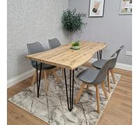 Kosy Koala Modern Dining Table 117Cm With Metal Hairpin Legs And Set Of 4 Grey Tulip Dining Chairs For Kitchen Dining Room