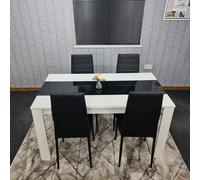 Kosy Koala Modern Dining Table(140x80x75cm) With 4 Black Metal Chairs