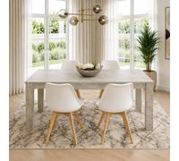 Kosy Koala Modern Dining Table And 4 White Plastic Chairs Set Stylish Dining Room Furniture In Brown Brown