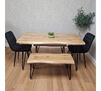 Kosy Koala Modern Dining Table Set With 2 Black Velvet Chairs And 2 Benches Dining Room Furniture