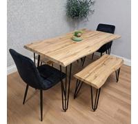 Kosy Koala Modern Dining Table Set With 2 Black Velvet Chairs And 2 Benches Kitchen Dining Room Furniture