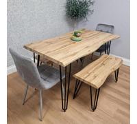 Kosy Koala Modern Dining Table Set With 2 Grey Velvet Chairs And 2 Benches Dining Room Furniture