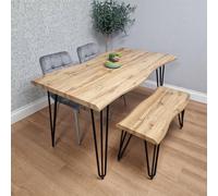 Kosy Koala Modern Dining Table Set With 2 Grey Velvet Chairs And Bench Dining Room Furniture In Brown Brown