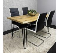 Kosy Koala Modern Dining Table Set With 4 Black Faux Leather Chairs Kitchen Dining Room Furniture