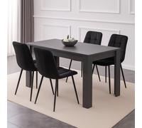 Kosy Koala Modern Dining Table Set With 4 Black Velvet Chairs Wood Dining Set Furniture