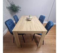 Kosy Koala Modern Dining Table Set With 4 Blue Rocco Chairs Dining Room Furniture In Beige Beige One Size