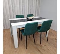 Kosy Koala Modern Dining Table Set With 4 Green Velvet Chairs Dining Room Furniture In Brown Brown