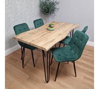 Kosy Koala Modern Dining Table Set With 4 Green Velvet Chairs Kitchen Dining Room Furniture