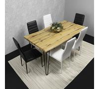 Kosy Koala Modern Dining Table Set With 6 Mix Faux Leather Chairs Dining Room Furniture