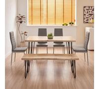 Kosy Koala Modern Dining Table Set With Bench And 4 Grey Faux Leather Chairs Dining Room Furniture