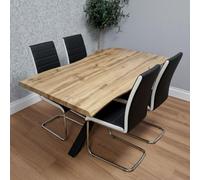 Kosy Koala Modern Dining Table With 4 Black Faux Leather Padded Chairs