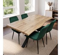 Kosy Koala Modern Dining Table With 4 Green Velvet Tuffted Chairs Kitchen Furniture