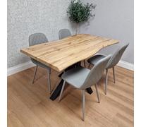 Kosy Koala Modern Dining Table With 4 Grey Gem Pattern Faux Leather Chairs