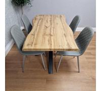 Kosy Koala Modern Dining Table With 4 Grey Gem Pattern Faux Leather Chairs In Brown Brown