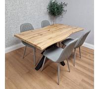KOSY KOALA Modern Dining Table with 4 Grey Gem pattern Faux Leather Chairs KOSY KOALA Grey