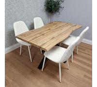 Kosy Koala Modern Dining Table With 4 White Gem Pattern Faux Leather Chairs