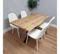 Kosy Koala Modern Dining Table With 4 White Gem Pattern Faux Leather Chairs In Brown