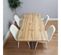 Kosy Koala Modern Dining Table With 4 White Gem Pattern Faux Leather Chairs Kitchen Furniture