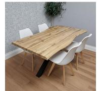 Kosy Koala Modern Dining Table With 4 White Plastic Chairs With Faux Leather Padded Seats