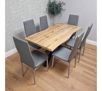 KOSY KOALA Modern Dining Table with 6 Grey faux leather Chairs Kitchen Furniture in Brown KOSY KOALA Brown