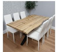 Kosy Koala Modern Dining Table With 6 White Faux Leather Padded Chairs