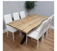 Kosy Koala Modern Dining Table With 6 White Faux Leather Padded Chairs In Brown Brown
