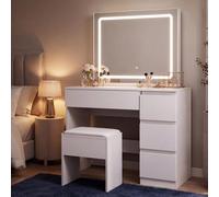 Kosy Koala Modern Dressing Table With Led Lights Mirror Vanity Makeup Desk Stool Set