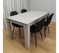 Kosy Koala Modern Grey Dining Table And 4 Black Faux Leather Chairs Set, Kitchen Dining Room Furniture