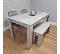 Kosy Koala Modern Grey Dining Table Set With 2 Grey Velvet Chairs And 1 Bench Dining Room Furniture In Brown Brown One Size
