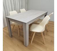 Kosy Koala Modern Grey Dining Table Set With 4 Cream Plastic Chairs Dining Room Furniture