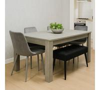 Kosy Koala Modern Grey Dining Table Set With 4 Grey Chairs And 1 Black Bench - Dining Room Furniture