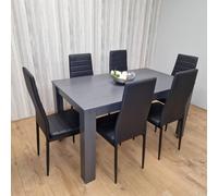Kosy Koala Modern Grey Dining Table Set With 4 Grey Velvet Chairs And 1 Bench - Dining Room Furniture Set In Dark Grey Dark Grey One Size