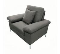 Kosy Koala Modern Grey Fabric One Seater Sofa With Chrome Feet - Comfortable Couch With Cushion For Living Room, Bedroom Or Office