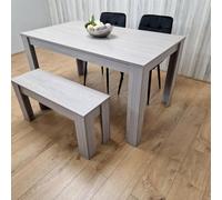 Kosy Koala Modern Grey Rectangle Dining Table Set With 2 Black Velvet Chairs And 1 Bench Dining Room Furniture