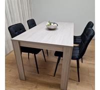 Kosy Koala Modern Grey Rectangle Dining Table Set With 4 Black Velvet Chairs Dining Room Furniture