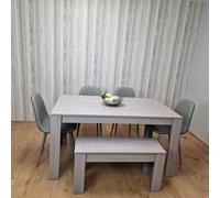 Kosy Koala Modern Grey Rectangle Dining Table Set With 4 Grey Gem Chairs And 1 Bench Dining Room Furniture
