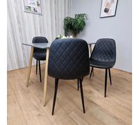 Kosy Koala Modern Rectangle Dark Grey Dining Table Set With 4 Black Chairs Dining Room Furniture