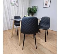 Kosy Koala Modern Rectangle Dark Grey Dining Table Set With 4 Black Chairs Dining Room Furniture Grey